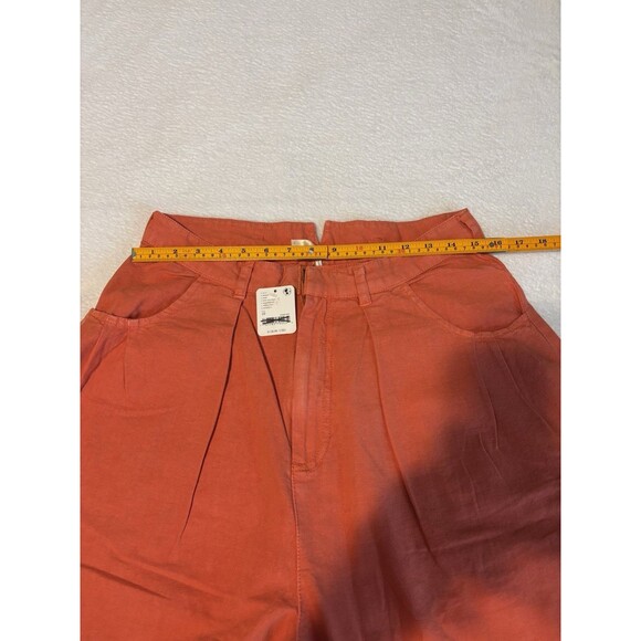 Free People Sweet Talk Wide Leg Crop Chino Pants Womens Sz 10 Sun Faded Orange - Picture 6 of 7